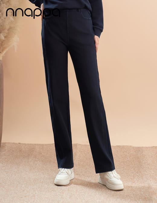 超细滑拼缝直筒牛仔裤PA29326 商品图0