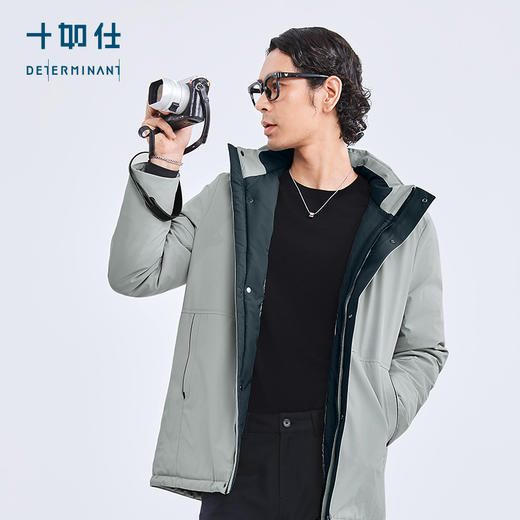 十如仕梭织防水连帽保暖中长款羽绒外套-OW14-01 商品图7