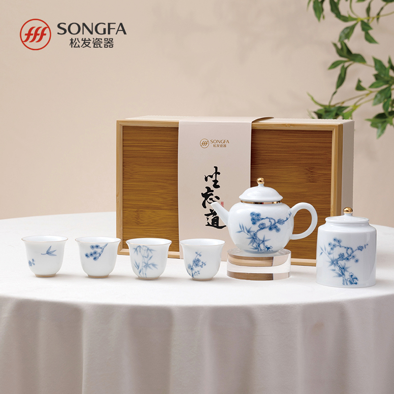 6头岁寒三友茶具