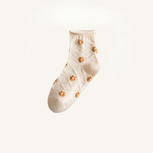 【碎花复古四季袜】袜子女秋冬中筒袜春秋棉袜吸汗袜棉袜复古四季女生袜 商品图5