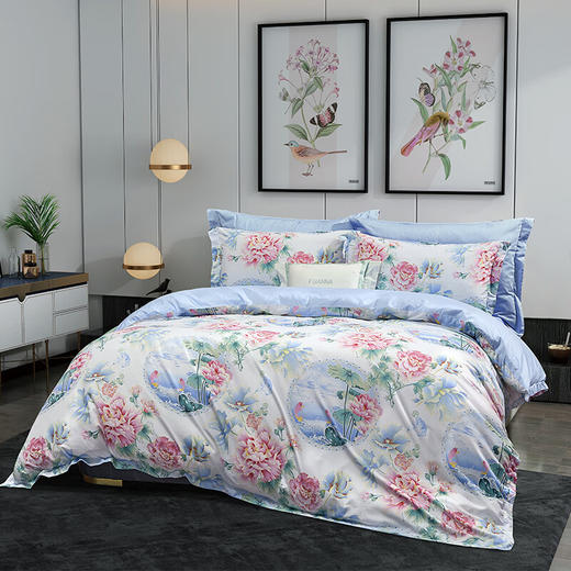 【2.0*2.2】富安娜磨毛四件套-江南芙蕖XHR 商品图1