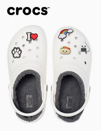 CROCS 白/灰 经典暖棉Clog 203591-10M 商品图1