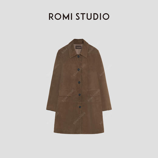 ROMI STUDIO“棕标甄选”进口绵羊皮绒面软糯翻领皮衣外套 431PS141 商品图0