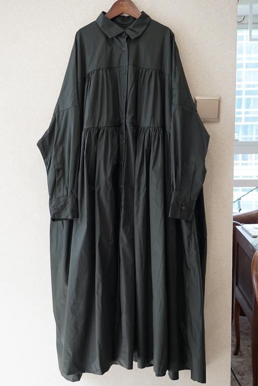 Casey Casey墨绿色衬衫长袖连衣裙 商品图12