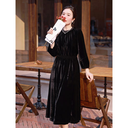 高级感 法式复古丝绒连衣裙 商品图2
