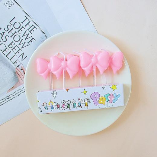 粉色 蝴蝶结蜡烛 5支装 蛋糕蜡烛 粉色系装饰蜡烛 商品图0