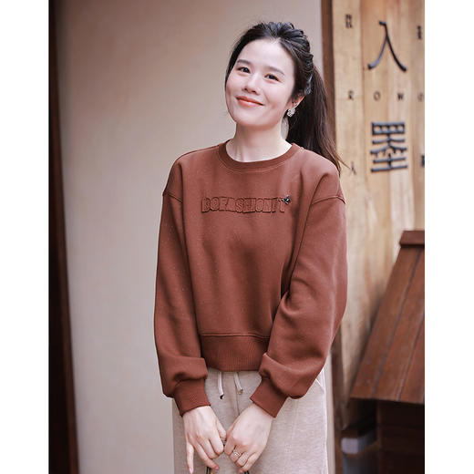 棉质圆领卫衣女秋冬季 设计感小众套头卫衣 商品图1