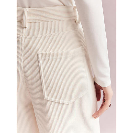 棉仓357618006-灯芯绒高腰拖地裤雪糕裤白色秋冬休闲裤 商品图3