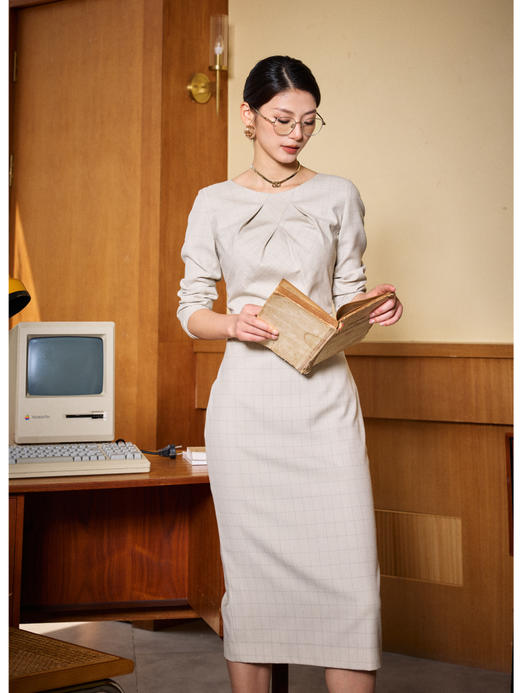 J8382770B颈袖添香装新款时尚修身气质女神范职场装连衣裙女中长款J8382770B 商品图3