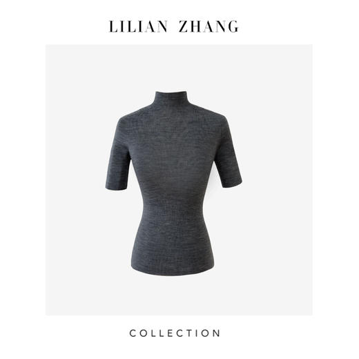 LILIAN ZHANG 秋冬定制—扬子纱、半高领中袖羊毛套衫打底衫2408005 商品图2