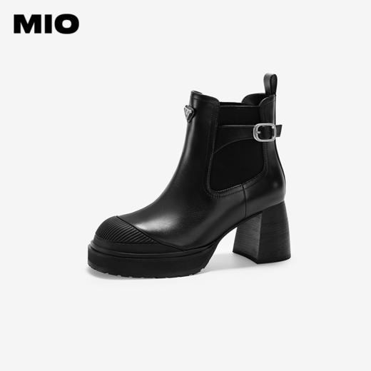 MIO米奥冬季复古拼接圆头厚底时装靴百搭短靴时尚靴子女M245642304 商品图0