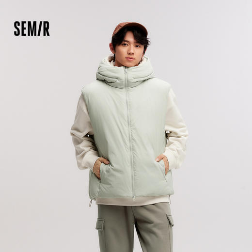 森马羽绒马甲男三防外套宽松连帽冬新款叠穿纯色百搭无袖上衣 商品图1