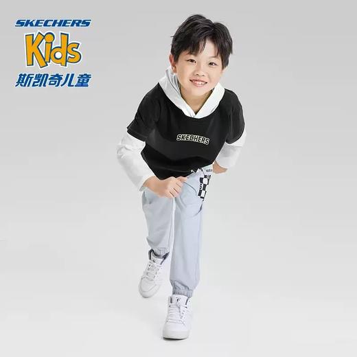 5折【自营】Skechers/斯凯奇  斯凯奇童装男童针织连帽长袖T恤衫春秋季儿童假两件上衣 L323B016 商品图2