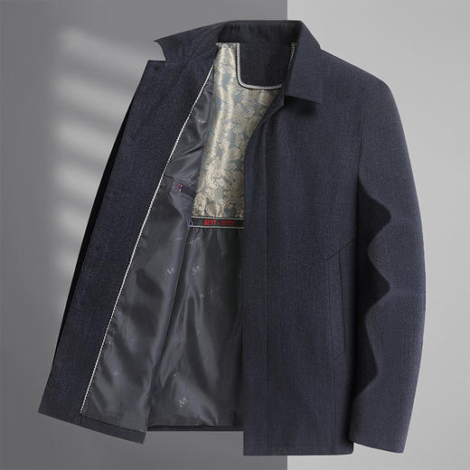 【新款DSZ】大依优型大码男装翻领行政夹克纽扣款中长款外套加肥加大休闲夹克胖子宽松外套上衣 商品图2