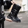 西遇复古骑士靴女新款秋冬英伦风马丁靴黑色长靴粗跟中筒靴子V0047802/V0034078 商品缩略图0