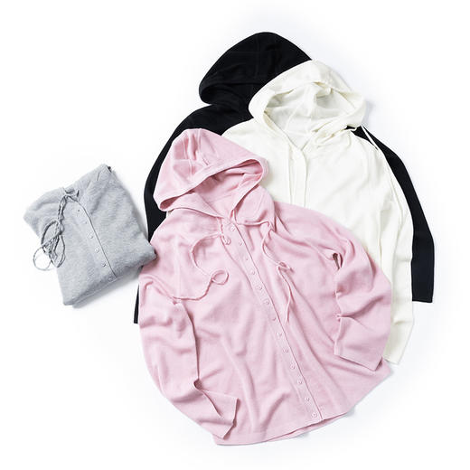 100%羊毛 极简风连帽针织衫外套 商品图2