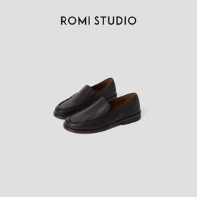 ROMI STUDIO“复古英伦”蜡感牛皮油边粗跟*复古乐福鞋 448BS048