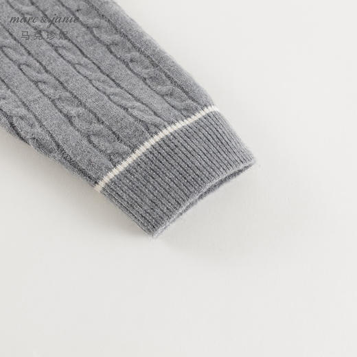 马克珍妮女童复古学院撞色针织毛衣开衫2024年秋冬新款241775 商品图4