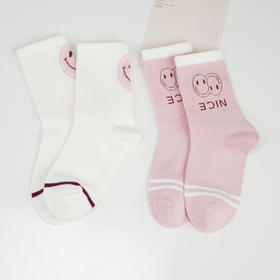 童【2双装 6双6折】丨大童中筒袜秋冬精梳棉袜混色AB版棉袜笑脸袜子【2423222】