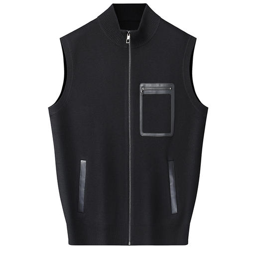 【桑蚕丝绵羊毛】【新款DWP】大依优型大码立领拉链针织背心休闲针织衫毛背心加肥加大上衣男士胖子大码毛衫t恤打底 商品图3