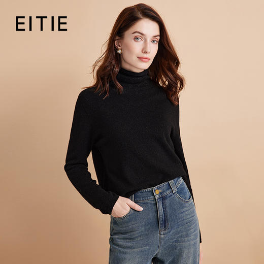 EITIE爱特爱柔软无缝打底薄款高领修身显瘦羊毛针织衫冬新款D2401423 商品图2