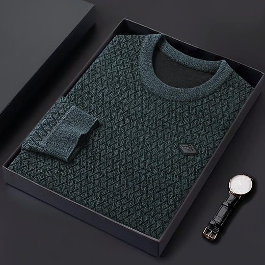 【加绒】【新款DWP】大依优型大码加绒卫衣圆领长袖加肥加大休闲运动上衣男打底衫胖子 商品图5