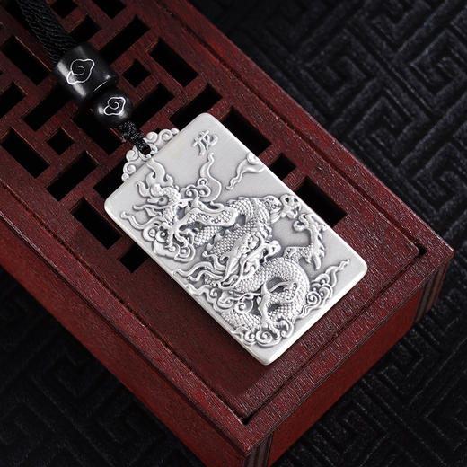 子佩集S999银【龙举云兴】套链【ZXFTL002】仿古项链原创作品带绳方牌2409 商品图5