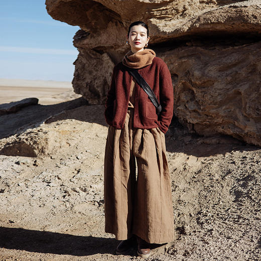 绽放旅行女装725朵/柿子短外套绒感羊毛棉摇粒绒开襟半高领上衣 商品图2