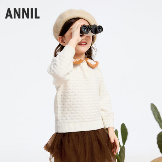 女童绣花翻领保暖毛衣冬季新款安奈儿童装实体店同款XG444584 商品图1