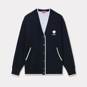 KENZO 高田贤三 女士小海棠花徽标刺绣混纺羊毛针织开衫 黑色 FE62 CA466 3LF 99J