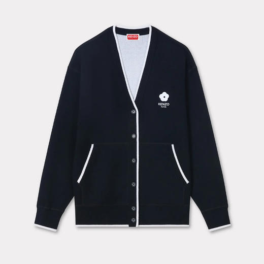 KENZO 高田贤三 女士小海棠花徽标刺绣混纺羊毛针织开衫 黑色 FE62 CA466 3LF 99J 商品图0