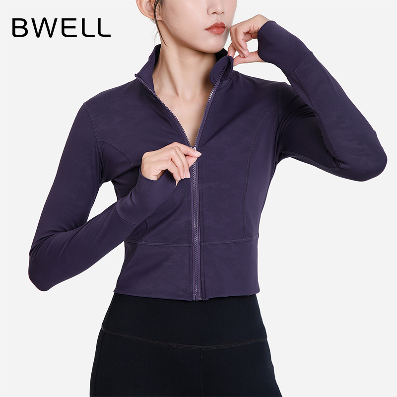 BWELL秋季2024新款动物纹压花瑜伽运动外套BWY0008Y