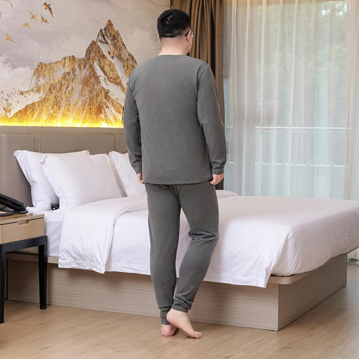 【桑蚕丝绵羊毛】【新款DPD】大依优型大码男装保暖套装内衣弹力护膝抗菌随心裁加绒舒适保暖秋衣秋裤 商品图6