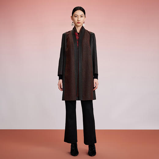 TANGY Collection/天意精品2024秋季新品中国风拼接中长款女士外套 商品图3