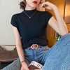 【焦糖玛奇朵，半高领小飞袖Tee~】半高领短袖t恤女秋装新款 韩版修身显瘦针织衫 小飞袖上衣 上身显瘦又遮肉 不会身材焦虑-QQ 商品缩略图2
