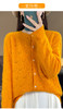 雀说 春秋季纯羊毛衫女薄款镂空针织开衫针织圆领长袖毛衣外套4ZF-073 商品缩略图5