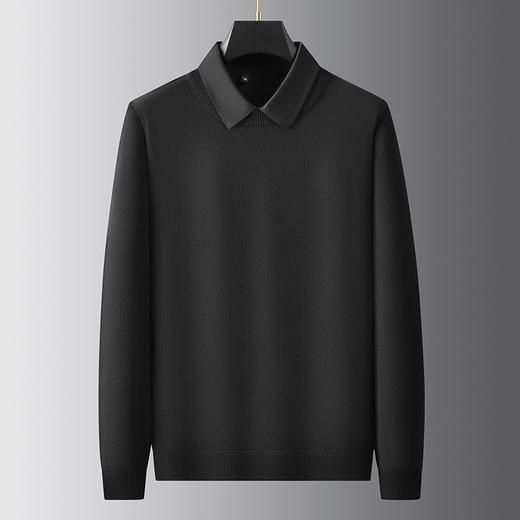 【假两件】【新款DPF】大依优型大码假两件长袖T恤衬衫领加肥加大肥佬休闲商务宽松透气上衣打底 商品图3