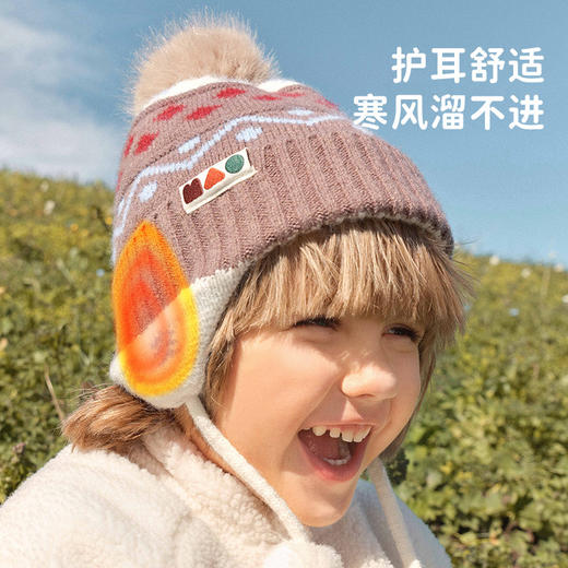 柠檬宝宝儿童帽子围巾手套保暖针织帽套装男女童秋冬季毛线护耳帽 商品图1