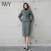 IWY/灰色格纹长袖西装套裙气质小香风时尚通勤干练两件套职业裙CS2101 商品缩略图4