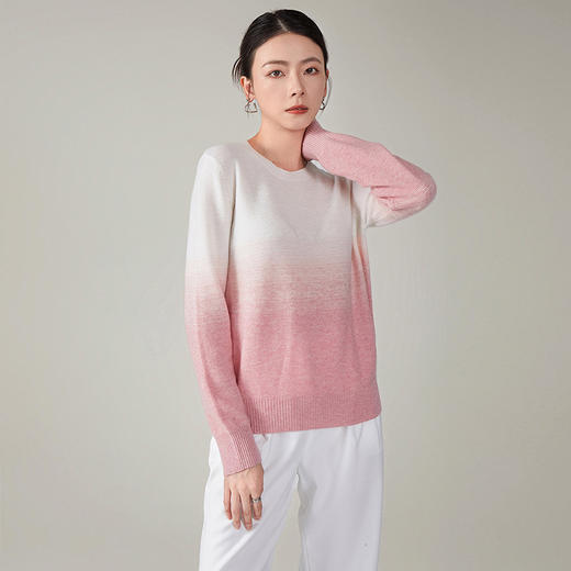 【hr】全新升级【铂金会员367/天猫499/差价132】(10015) 洛诗琳2024秋冬新款渐变色套头宽松慵懒羊绒混纺针织毛衫 商品图1