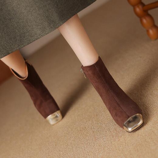 【预售5天】英伦风低跟短靴女显瘦秋冬新款真皮拉链平底拼色马丁靴显脚小NDXC&6688 商品图1