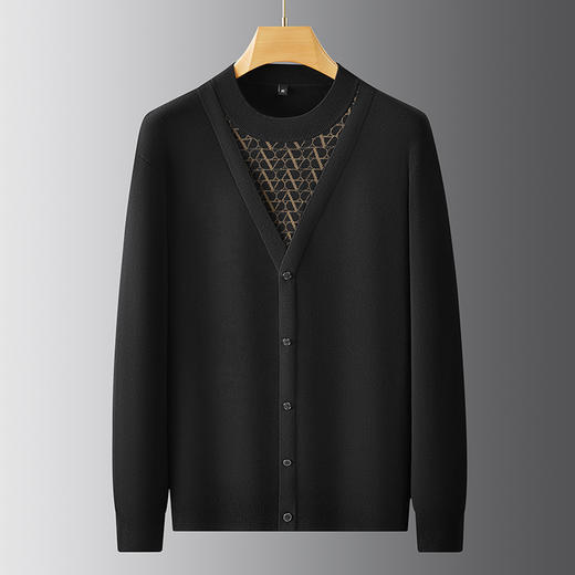 【假两件】【新款DPF】大依优型大码假两件长袖T恤圆领针织衫加肥加大肥佬休闲商务宽松透气上衣打底 商品图4