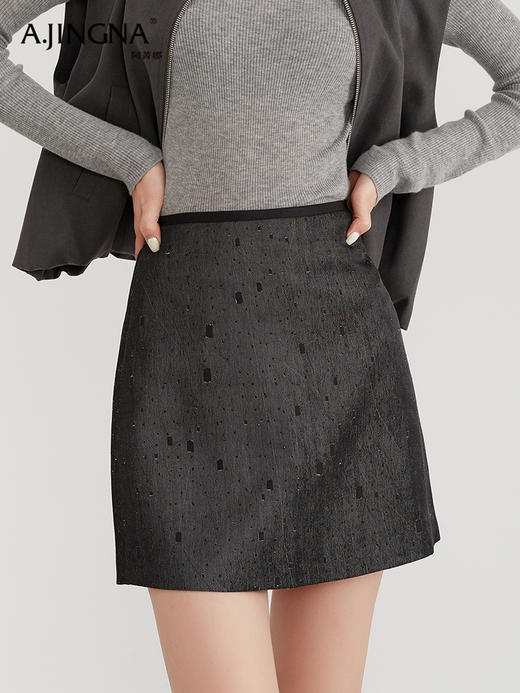 【积分兑换】阿菁娜直腰简约订钻短裙F29D213001 商品图1