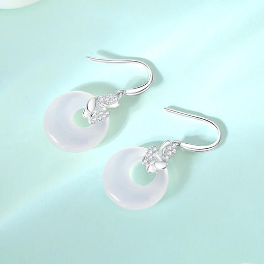 【国风蝴蝶】S925银蝴蝶平安扣玉髓耳饰【JHY-E000842B】 商品图2