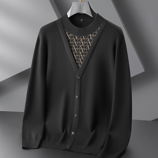 【假两件】【新款DPF】大依优型大码假两件长袖T恤圆领针织衫加肥加大肥佬休闲商务宽松透气上衣打底 商品图2