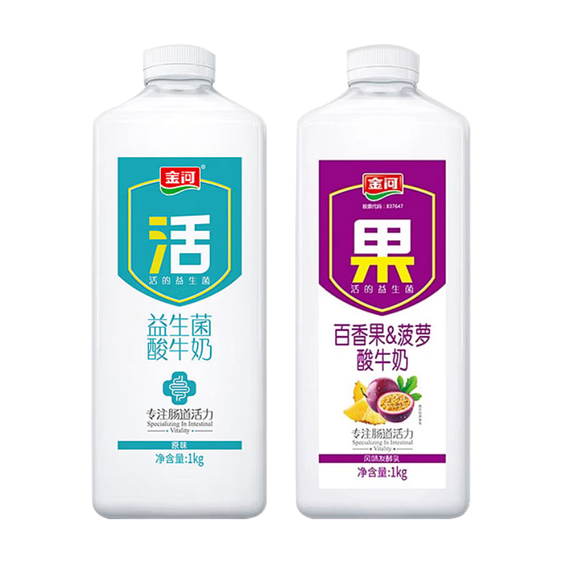 金河家庭装多口味低温酸奶（1kg*4瓶）KBJ100-2413 仅限厦门市配送