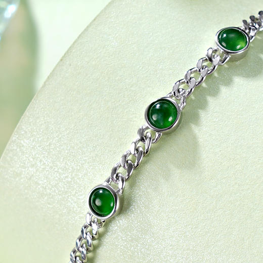 子佩集S925银【触手生春】手链【SL11664】纯银古法银翡翠绿色2409 商品图2