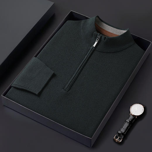 【羊毛】【新款DWP】大依优型大码立领羊毛衫针织衫加肥加大毛衣大号胖子宽松毛衫男装上衣打底 商品图4