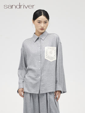 西藏羊绒手钩花女衬衫SJF96W336N