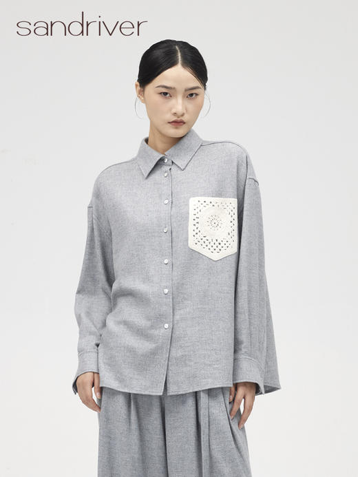 西藏羊绒手钩花女衬衫SJF96W336N 商品图0